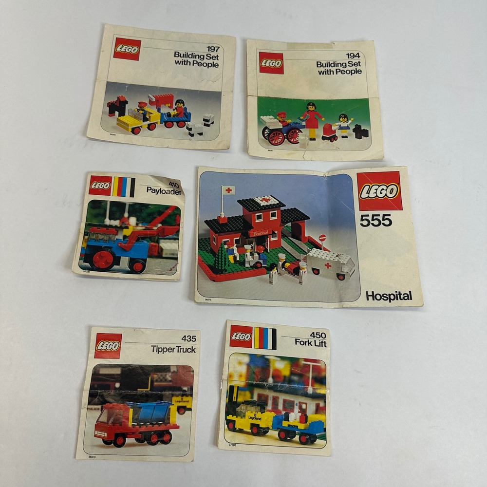 Vintage LEGO Instruction Manuals Lot 194 197 410 435 450 555 Hospital 1970s